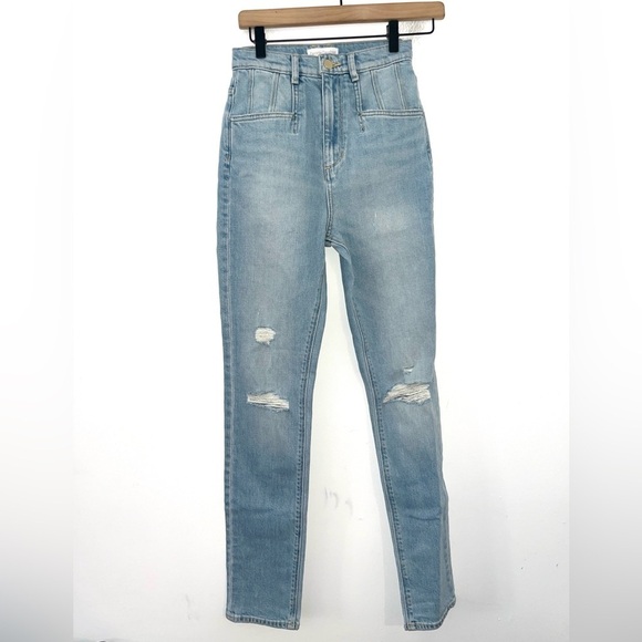 FAVORITE DAUGHTER NWT Jordie High Waist Distressed Straight Leg Jeans Size 24 - Picture 2 of 13